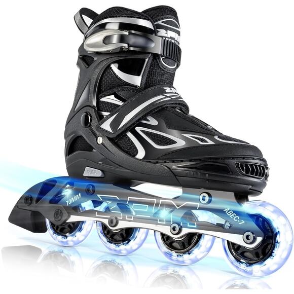 Unbranded Other - 2PM SPORTS Vinal Adjustable Flashing Inline Skates, Wheels Light Up, Kids 4-7 Y